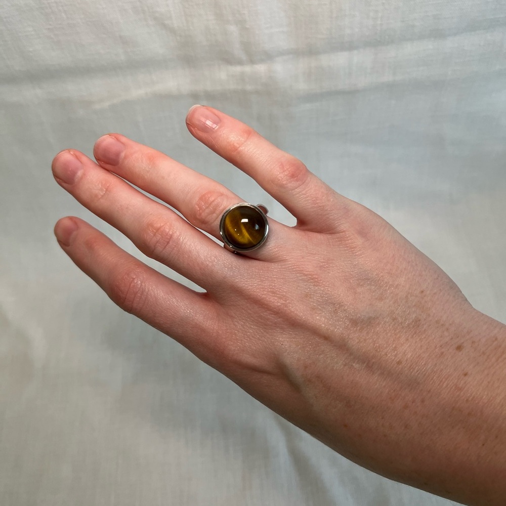 Sterling Silver Tiger’s Eye Statement Ring Size 6.5